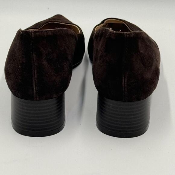 Elodie Suede Chocolate Brown Block Heel Pumps 38  US 7 - Picture 10 of 12
